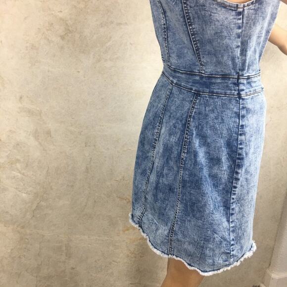 CISono Women's Acid Washed Denim Dress Bib Over-all Style Size S - Picture 6 of 16